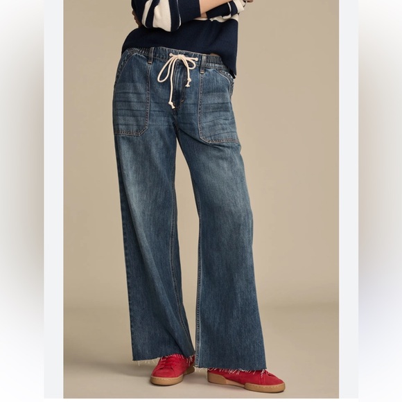 Lucky Brand Denim - Lucky Brand Pull On Patch Pocket Wide-Leg Denim Jeans